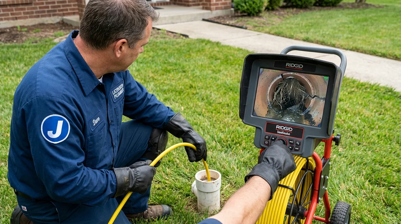 Sewer camera inspection being performed by Johns Plumbing LLC in Fairfax
